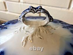 Vintage FLOW BLUE Johnson Bros Stanley Vegetable Serving Bowl with Lid