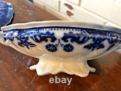 Vintage FLOW BLUE Johnson Bros Stanley Vegetable Serving Bowl with Lid