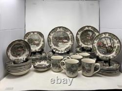 Vintage Friendly Village Johnson Bros China Set 53 Pieces of Timeless Elegance