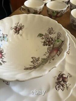 Vintage Hand Engraved 52pc China Set 1970's Johnson Bros England Harvest Time