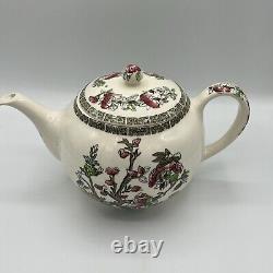 Vintage Indian Tree Johnson Bros. England Teapot Green Key Cream Off White