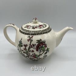 Vintage Indian Tree Johnson Bros. England Teapot Green Key Cream Off White