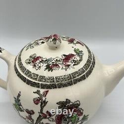 Vintage Indian Tree Johnson Bros. England Teapot Green Key Cream Off White