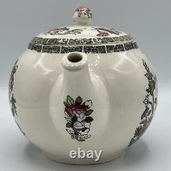 Vintage Indian Tree Johnson Bros. England Teapot Green Key Cream Off White