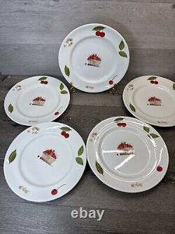 Vintage JOHNSON BROTHERS England Cerise 10-1/8 Dinner Plates Set Of 5