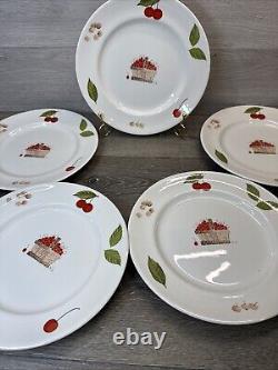 Vintage JOHNSON BROTHERS England Cerise 10-1/8 Dinner Plates Set Of 5