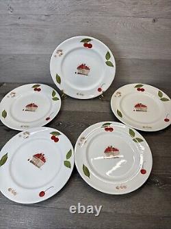 Vintage JOHNSON BROTHERS England Cerise 10-1/8 Dinner Plates Set Of 5