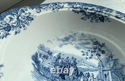 Vintage Johnson Bros Coaching Scenes Blue Soup Tureen Vegetable Bowl