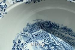 Vintage Johnson Bros Coaching Scenes Blue Soup Tureen Vegetable Bowl