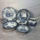 Vintage Johnson Bros Coaching Scenes Blue Transferware 20 Pc Set Service For 3