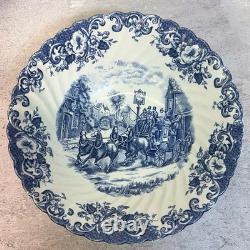 Vintage Johnson Bros Coaching Scenes Blue Transferware 20 Pc Set Service for 3
