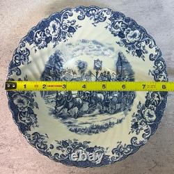 Vintage Johnson Bros Coaching Scenes Blue Transferware 20 Pc Set Service for 3