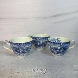 Vintage Johnson Bros Coaching Scenes Blue Transferware 20 Pc Set Service for 3