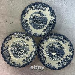 Vintage Johnson Bros Coaching Scenes Blue Transferware 20 Pc Set Service for 3