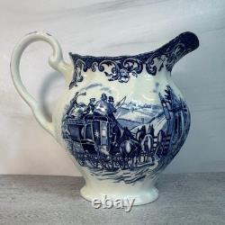 Vintage Johnson Bros Coaching Scenes Blue Transferware 20 Pc Set Service for 3