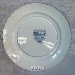 Vintage Johnson Bros Coaching Scenes Blue Transferware 20 Pc Set Service for 3