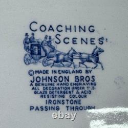 Vintage Johnson Bros Coaching Scenes Blue Transferware 39 Pc Set of 7 England