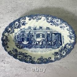 Vintage Johnson Bros Coaching Scenes Blue Transferware 39 Pc Set of 7 England