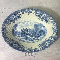 Vintage Johnson Bros Coaching Scenes Blue Transferware 39 Pc Set of 7 England