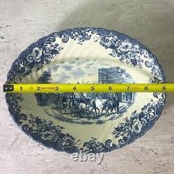 Vintage Johnson Bros Coaching Scenes Blue Transferware 39 Pc Set of 7 England