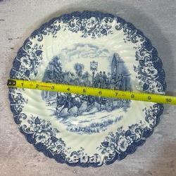 Vintage Johnson Bros Coaching Scenes Blue Transferware 39 Pc Set of 7 England