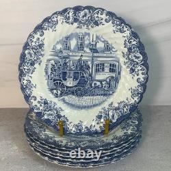 Vintage Johnson Bros Coaching Scenes Blue Transferware 39 Pc Set of 7 England