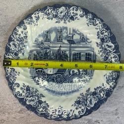 Vintage Johnson Bros Coaching Scenes Blue Transferware 39 Pc Set of 7 England