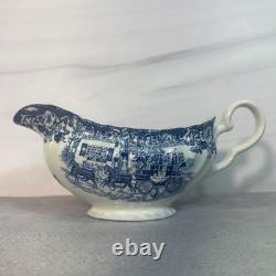 Vintage Johnson Bros Coaching Scenes Blue Transferware 39 Pc Set of 7 England