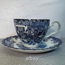 Vintage Johnson Bros Coaching Scenes Blue Transferware 39 Pc Set of 7 England