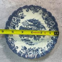 Vintage Johnson Bros Coaching Scenes Blue Transferware 39 Pc Set of 7 England