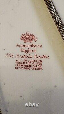 Vintage Johnson Bros England Plate Old Britain Castles, Red Print