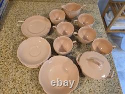 Vintage Johnson Bros. England Rosedawn Pink Art Deco Sugar Dish Bowl with Lid +