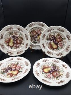 Vintage Johnson Bros England Set of 5 Windsor Ware Fruit Dinner Plates