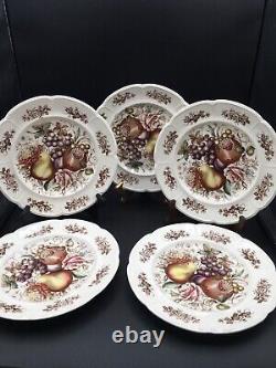 Vintage Johnson Bros England Set of 5 Windsor Ware Harvest Fruit Dinner Plates