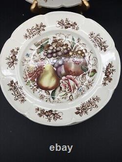 Vintage Johnson Bros England Set of 5 Windsor Ware Harvest Fruit Dinner Plates