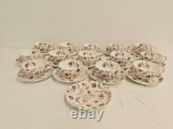 Vintage Johnson Bros. English Porcelain Rose Chintz Set of 16 Cups and Saucers