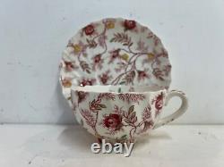 Vintage Johnson Bros. English Porcelain Rose Chintz Set of 16 Cups and Saucers