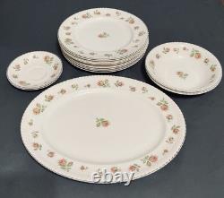 Vintage Johnson Bros. English Rose 12 Piece Lot Scalloped Gold Trim Pink