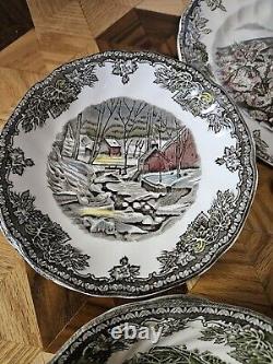 Vintage Johnson Bros Friendly Village 36 Piece Sauce, Cereal & Dinner Plates