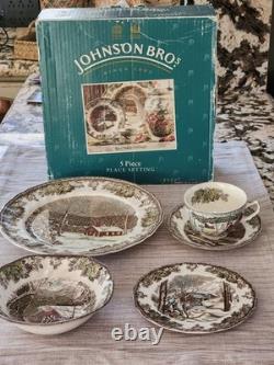 Vintage Johnson Bros Friendly Village China 5 Piece Place Setting NEW