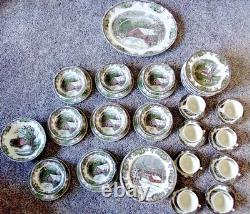 Vintage Johnson Bros Friendly Village China Set Winter Scene 58 pieces/ 8 set