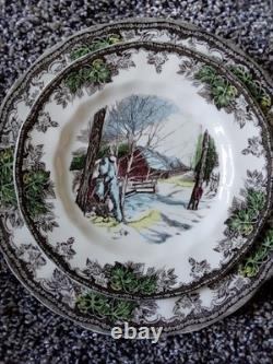 Vintage Johnson Bros Friendly Village China Set Winter Scene 58 pieces/ 8 set