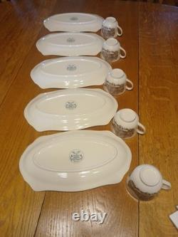 Vintage Johnson Bros GRAND CANYON Snack Tray With Cups. Set Of 5