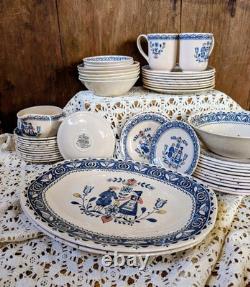 Vintage Johnson Bros Hearts & Flowers Dinnerware, 54 Pieces, Ironstone Dishes