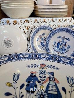 Vintage Johnson Bros Hearts & Flowers Dinnerware, 54 Pieces, Ironstone Dishes