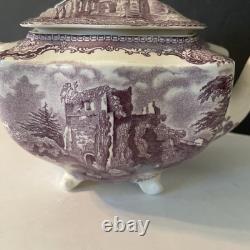 Vintage Johnson Bros Old Britain Castles Teapot Withlid Farnham Castle Purple Rare
