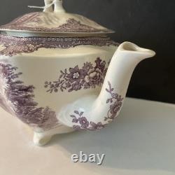 Vintage Johnson Bros Old Britain Castles Teapot Withlid Farnham Castle Purple Rare