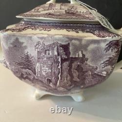 Vintage Johnson Bros Old Britain Castles Teapot Withlid Farnham Castle Purple Rare
