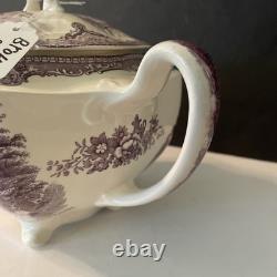 Vintage Johnson Bros Old Britain Castles Teapot Withlid Farnham Castle Purple Rare