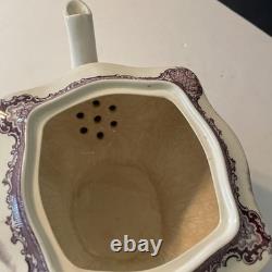 Vintage Johnson Bros Old Britain Castles Teapot Withlid Farnham Castle Purple Rare